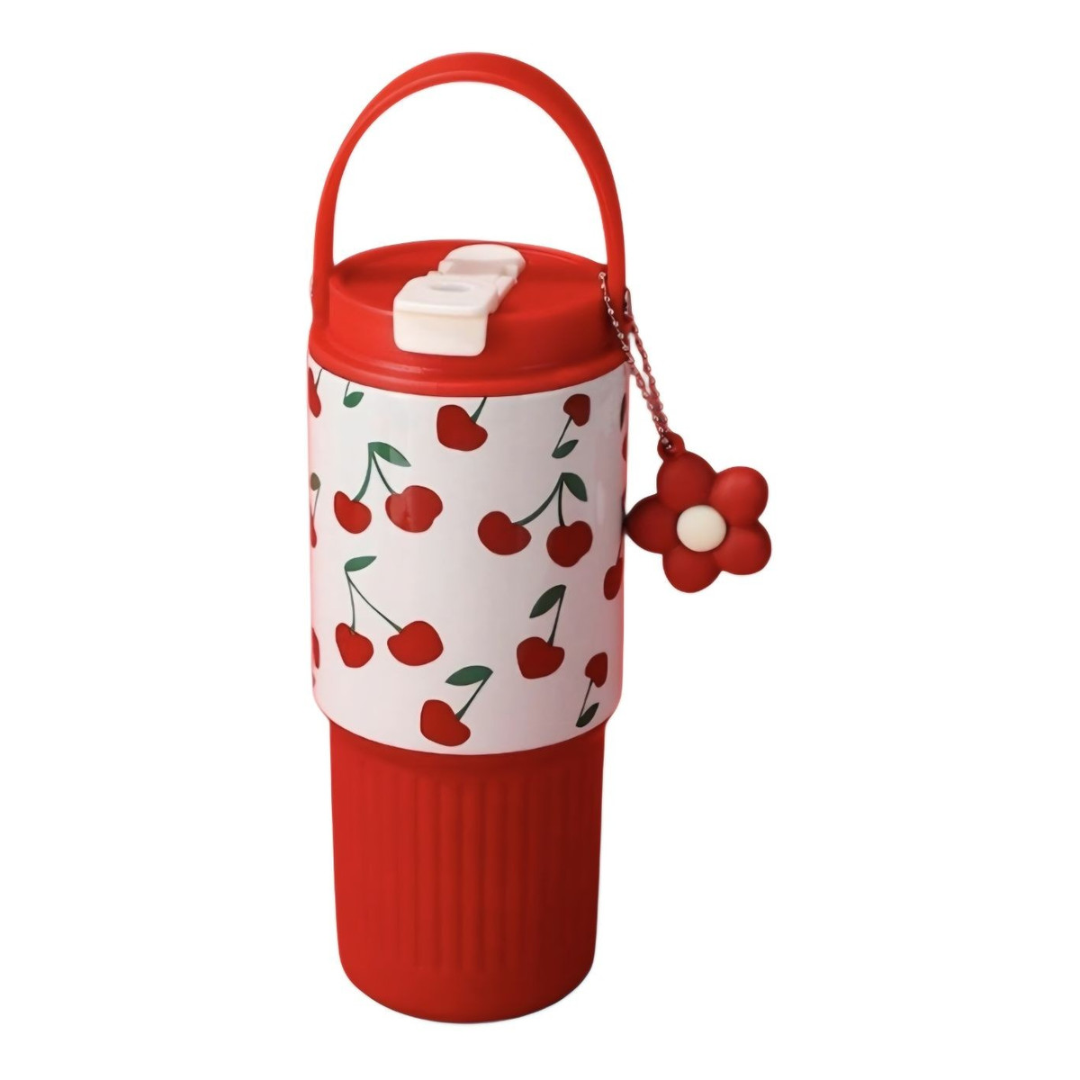 Ecarla Kubek termiczny z uchwytem - czerwony w wisienki (BD57) 750ml