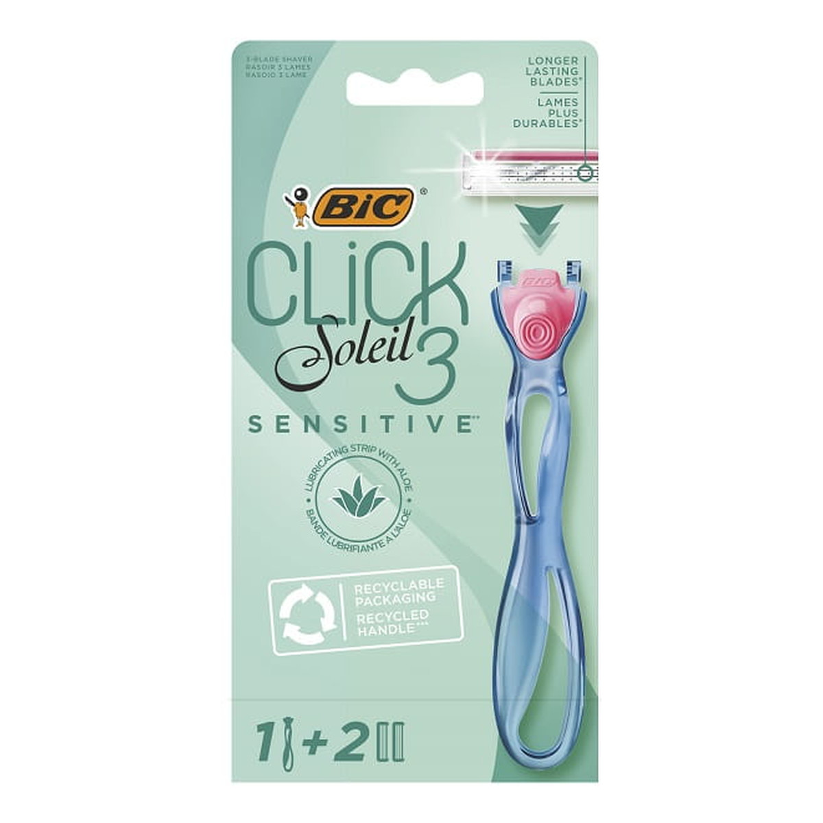 Bic Soleil 3 Click Sensitive Maszynka do golenia damska 1 szt + wymienne wkłady