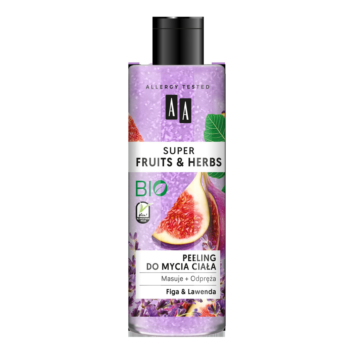 AA Super Fruits & Herbs Peeling do ciała figa i lawenda 200ml