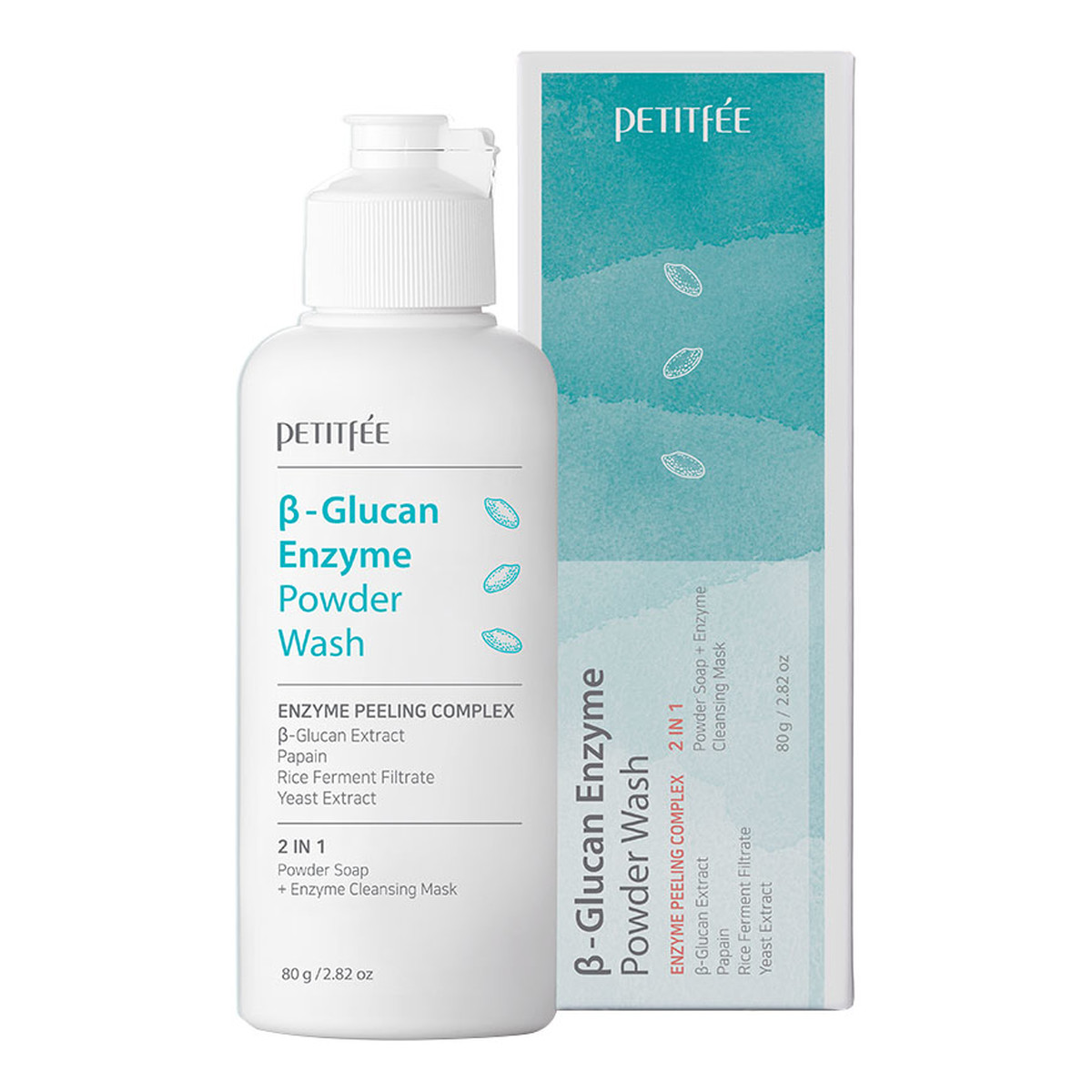 Petitfee B-Glucan Enzyme Powder Wash nawilżająco-kojący puder enzymatyczny do twarzy 80g