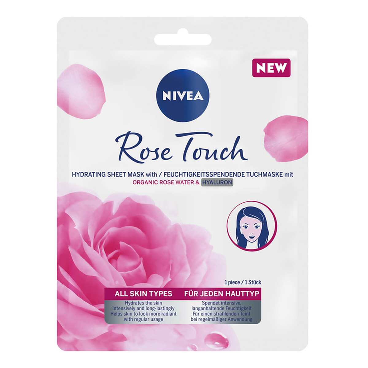 Nivea Rose touch intensywnie nawilżająca maska z organiczną wodą różaną i kwasem hialuronowym