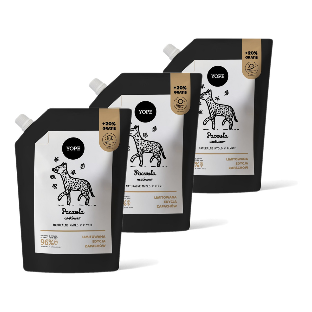 Yope Naturalne Mydło w płynie refill paczula wetiwer 3x600ml