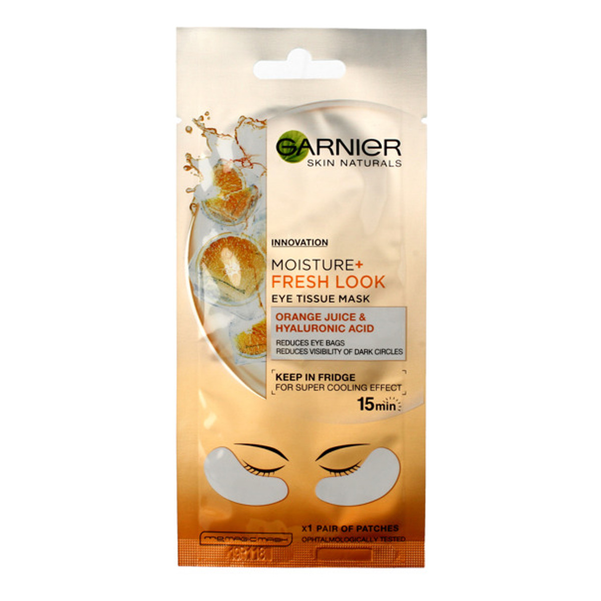 Garnier Skin Naturals Moisture+ Maska w płatkach pod oczy Orange Juice & Hyaluronic Acid 6g