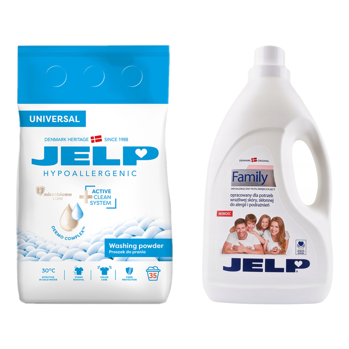 Jelp Hypoallergenic Proszek do prania Universal 35 prań 2.1kg + Płyn zmiękczający 2L