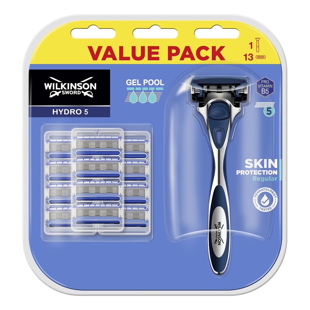 Wilkinson Hydro 5 Skin Protection Regular Maszynka do golenia z wymiennymi ostrzami dla mężczyzn 1szt + wkłady 13szt
