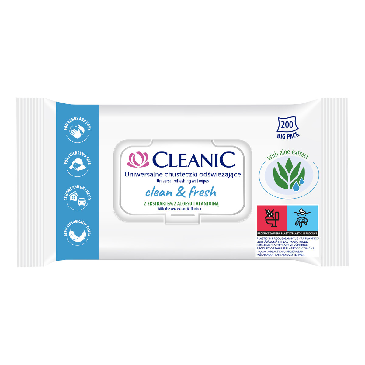 Cleanic Clean&Fresh Chusteczki nawilżane uniwersalne 1op.-200szt