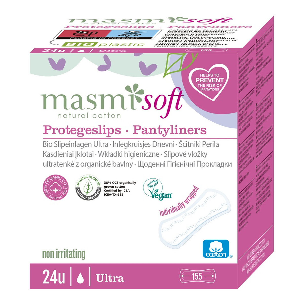 MASMI Soft ultracienkie wkładki higieniczne z bawełny organicznej 24szt.