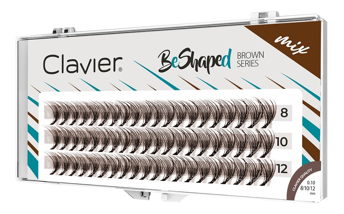 Beshaped brown kępki rzęs skręt b 10d mix 8/10/12mm