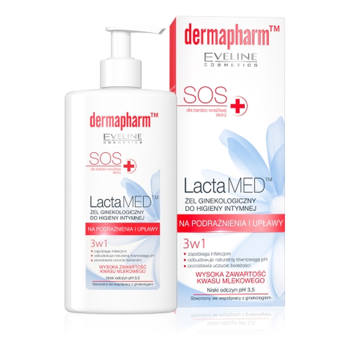 Eveline Lactamed Żel do higieny intymnej 3w1 na podrażnienia i upławy 250ml