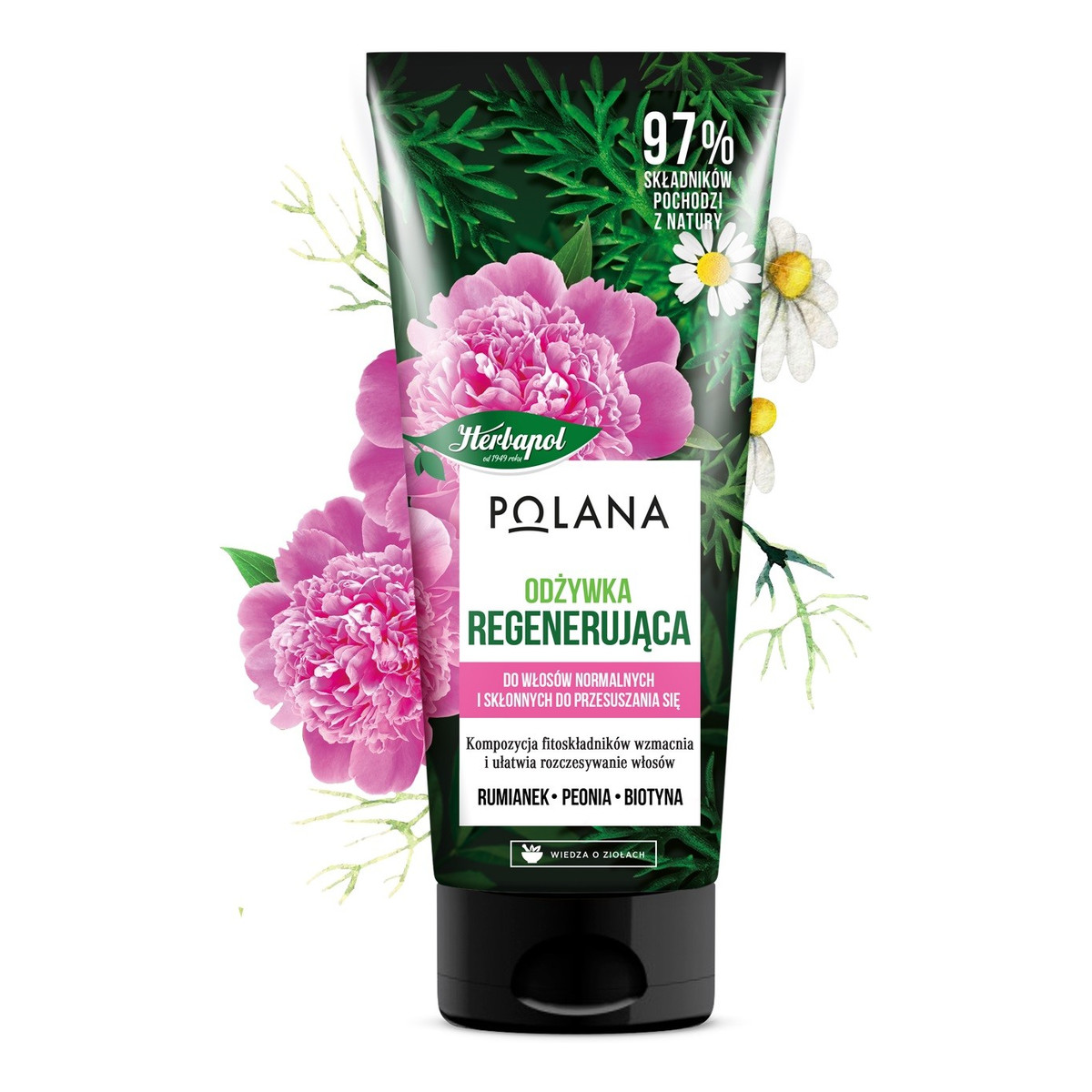 Herbapol Polana Odżywka do włosów regenerująca - Rumianek & Peonia & Biotyna 200ml