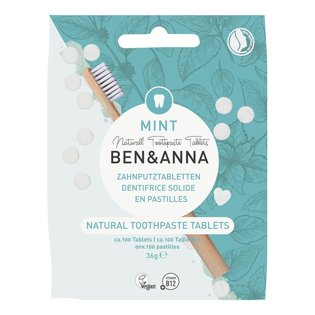 Ben&Anna Natural toothpaste tablets naturalne tabletki do mycia zębów bez fluoru 36g