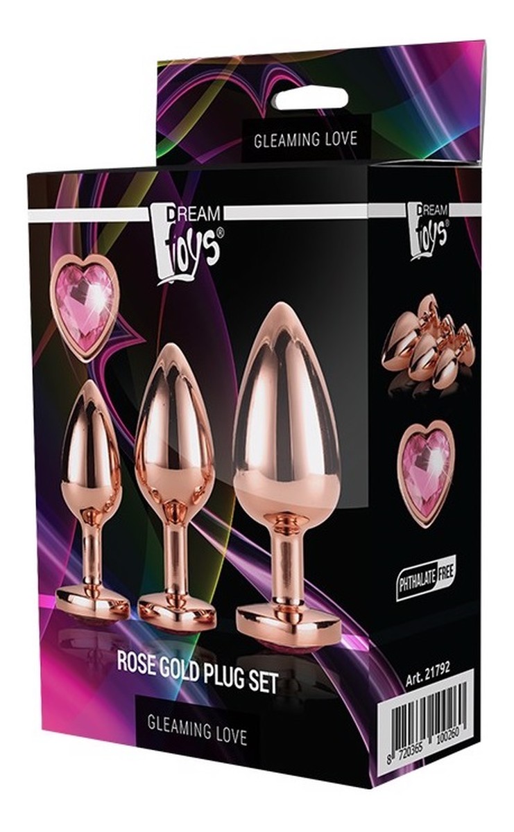 Gleaming love rose gold plug set korek analny 3szt.