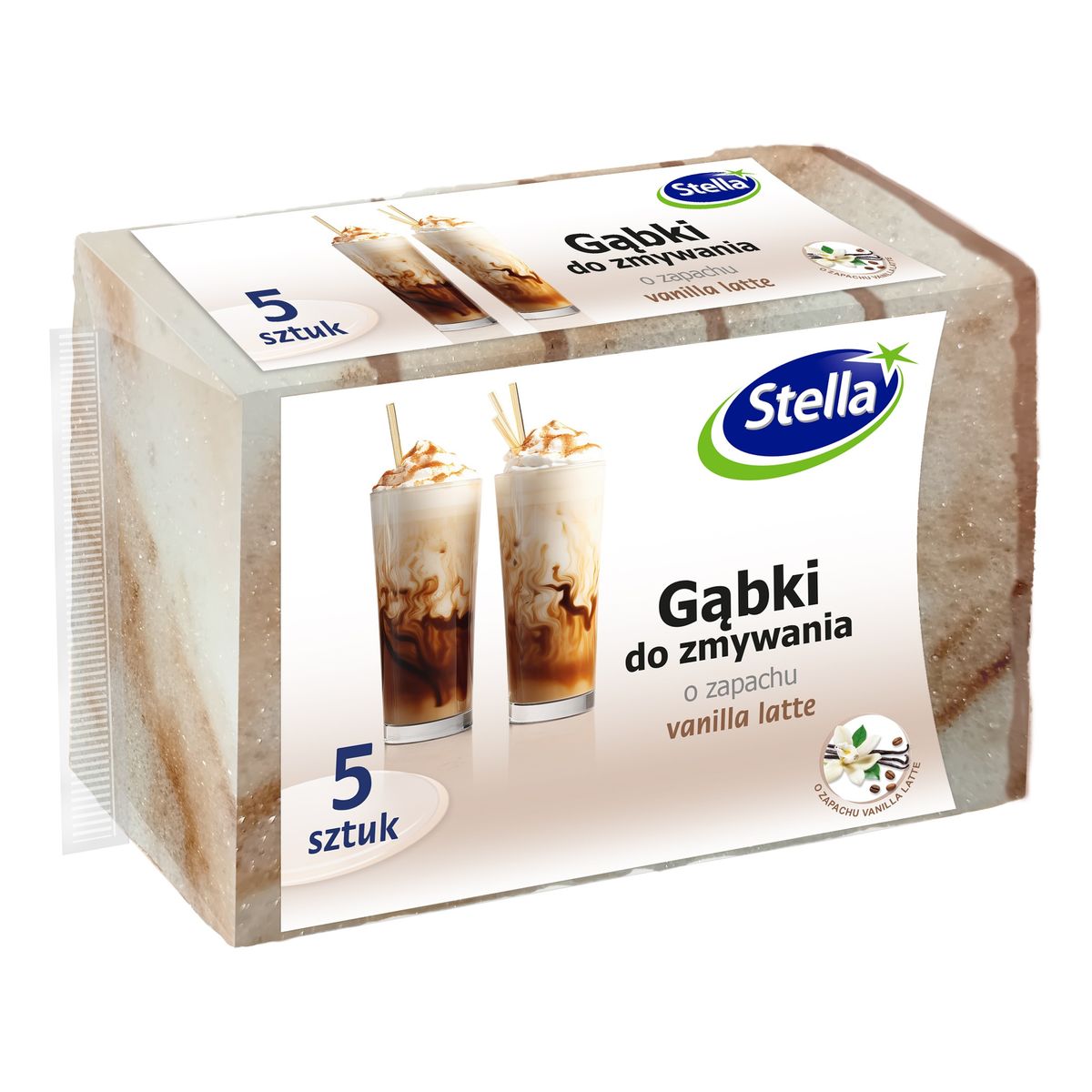 Stella Gąbki do zmywania o zapachu vanilla latte 5 sztuk