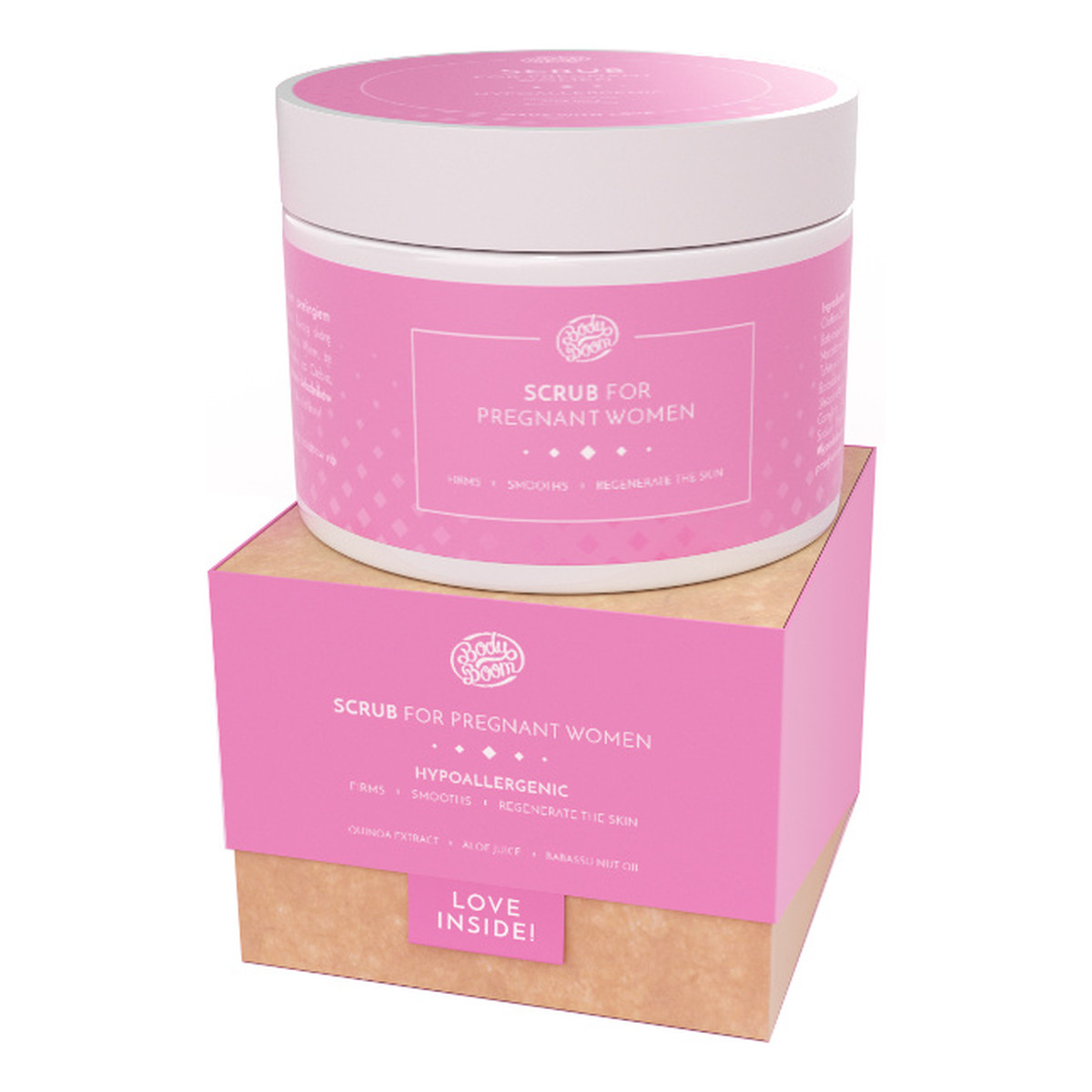 Body Boom Peeling dla kobiet w ciąży i karmiących hipoalergiczny Wyciąg z Komosy Ryżowej & Sok Aloesowy 200ml