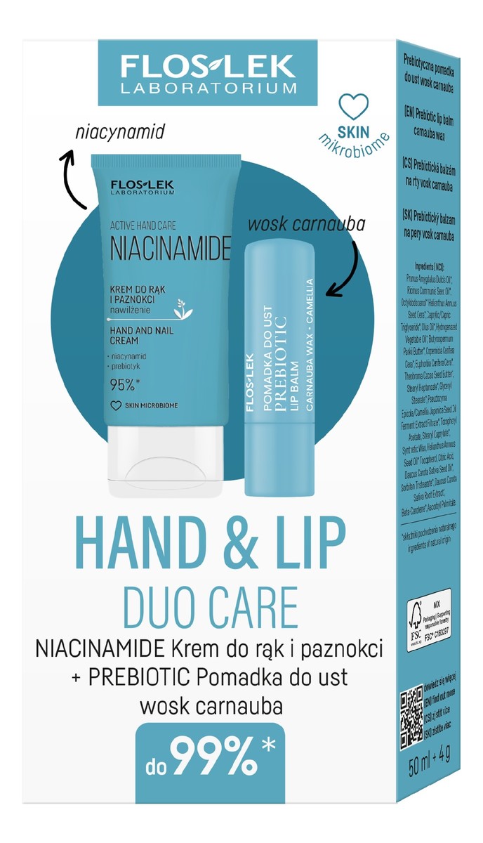 Zestaw prezentowy Hand Lip DUO Care krem do rąk +pomadka ochronna Prebiotic