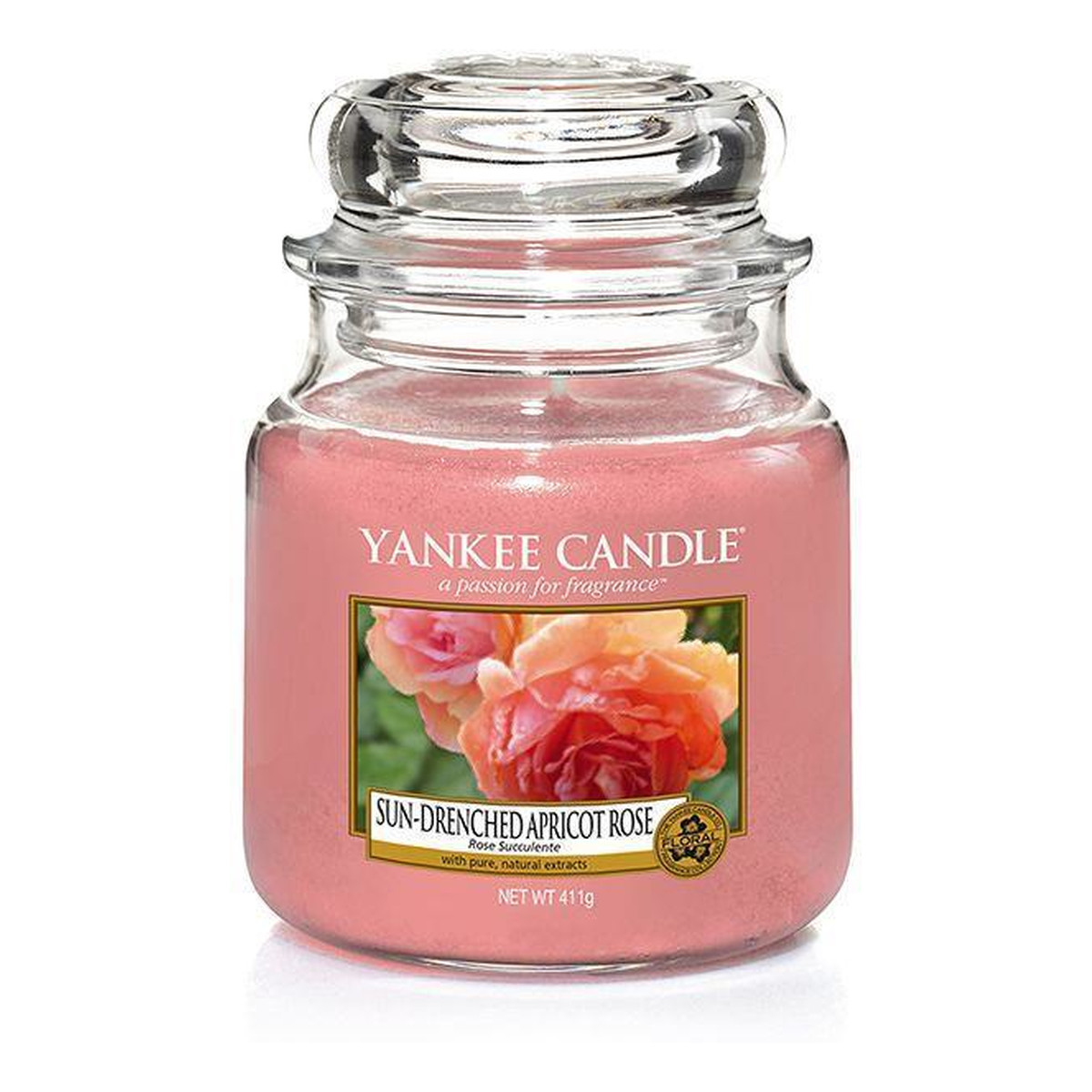 Yankee Candle Med Jar średnia świeczka zapachowa Sun-Drenched Apricot Rose 411g