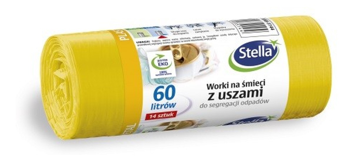 Worki z uszami do segregacji odpadów METAL PLASTIK żółte 60L - 1op.-14szt.