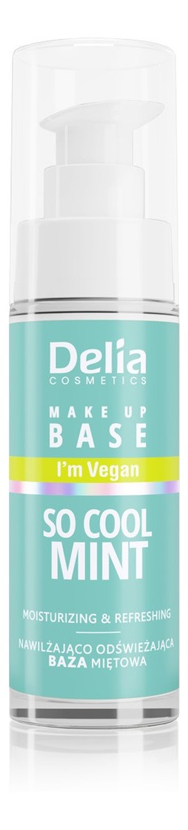 Delia cosmetics wegańska nawilżająco-odświeżająca baza pod makijaż so cool mint (miętowa)