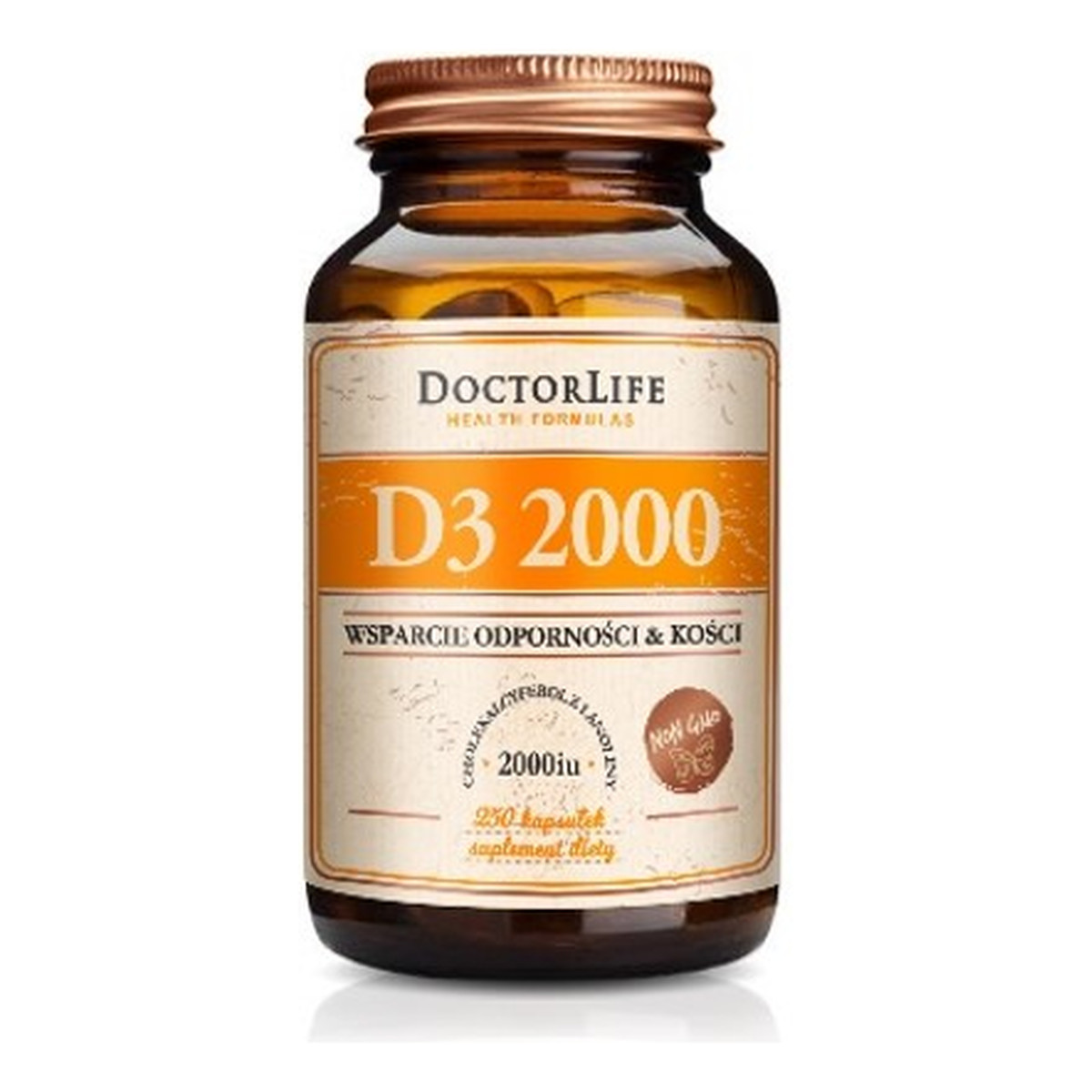 Doctor Life D3 2000 z lanoliny w oliwie z oliwek suplement diety 250 kapsułek
