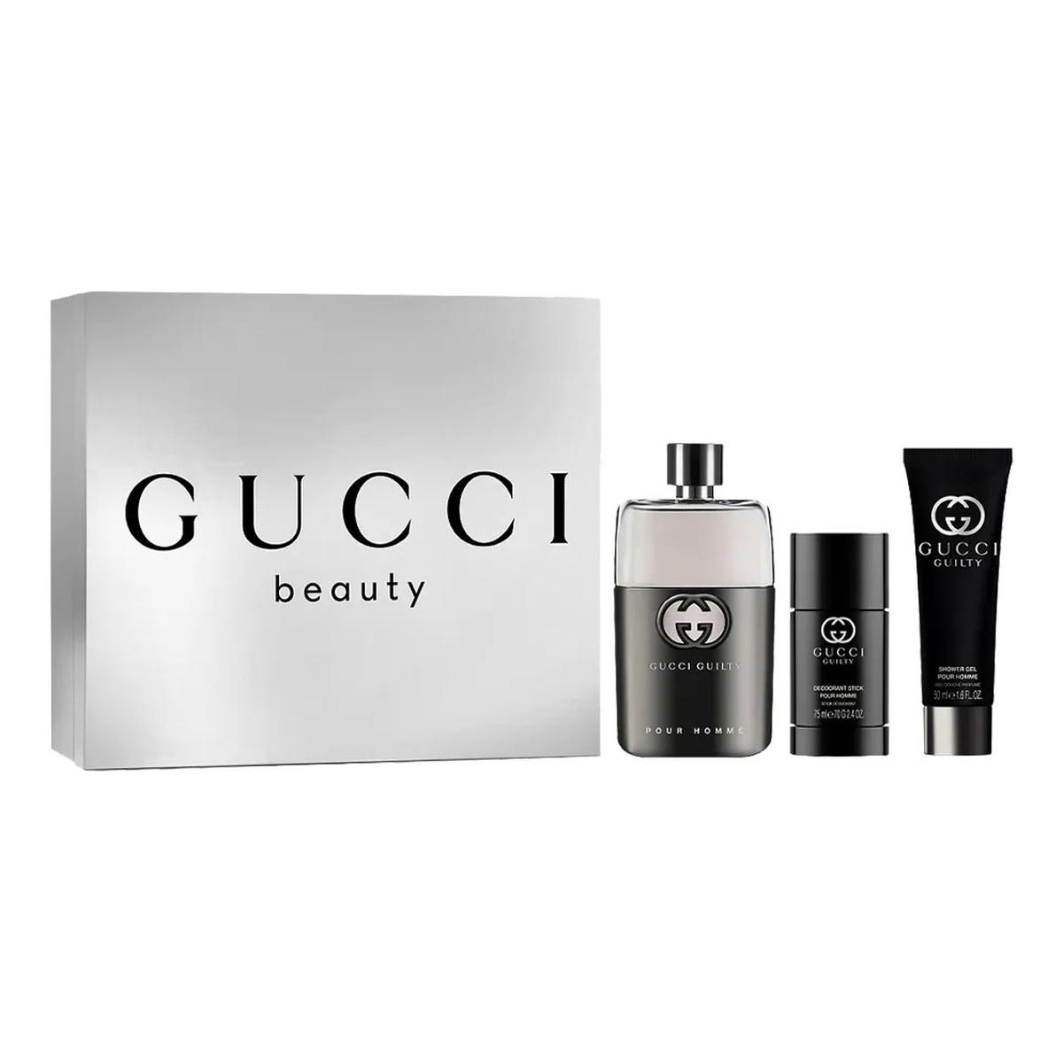 Gucci Guilty Pour Homme Zestaw woda toaletowa spray 90ml + dezodorant sztyft 75ml + żel pod prysznic 50ml