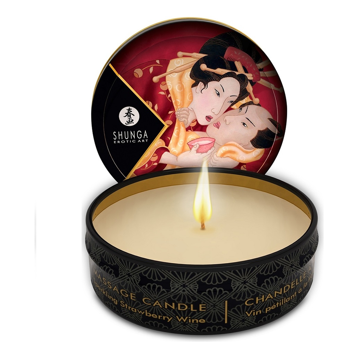 Shunga Excitation massage candle świeca do masażu sparkling strawberry wine 30ml