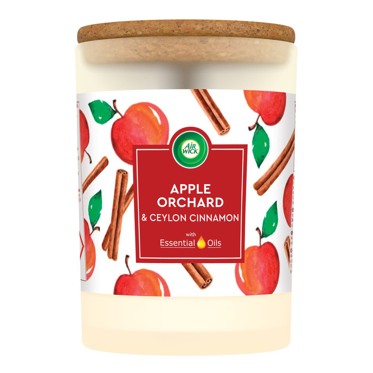 Air Wick Essential Oils świeca zapachowa Apple Orchard & Ceylon Cinnamon Domowe Ciasto z Owocami i Kruszonką 185g