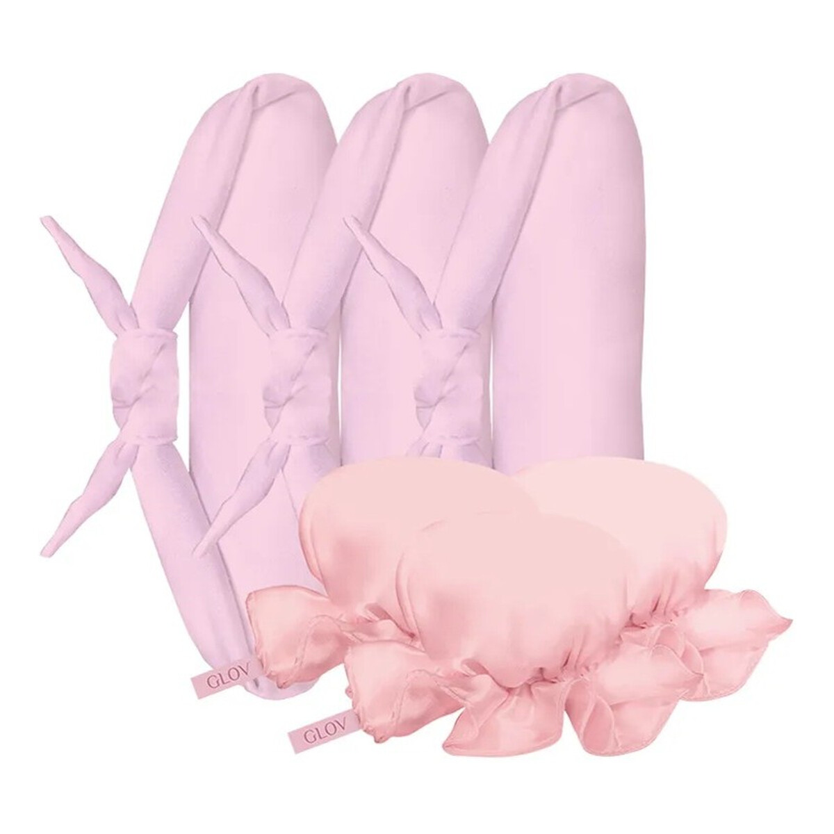 Glov Coolcurl overnight blowout wałki do kręcenia włosów na zimno 3szt + mini satynowe czepki 3szt pink