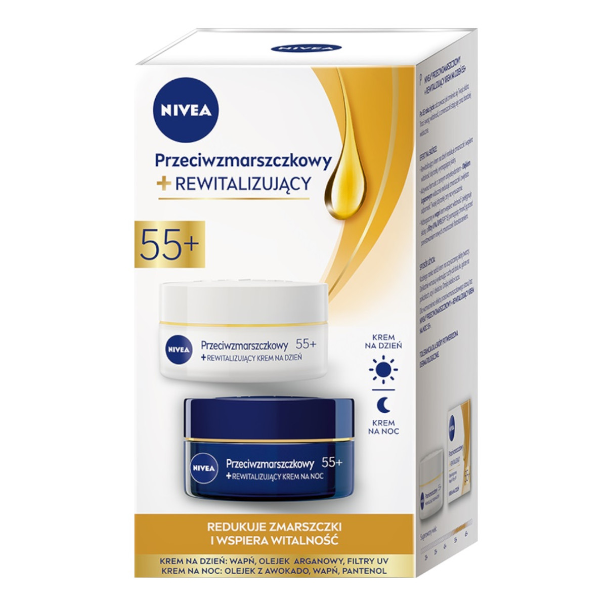 Nivea 2 Pack Przeciwzmarszczkowy+ Rewitalizujący Krem na dzień i krem na noc 55+ 2x 50ml