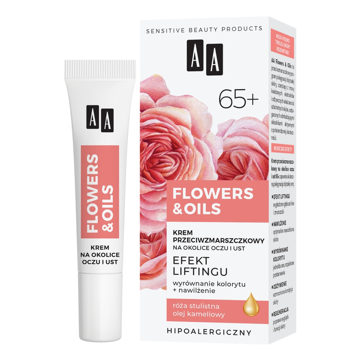 AA Flowers & Oils Krem przeciwzmarszczkowy na okolice oczu i ust - efekt liftingu 65+ 15ml