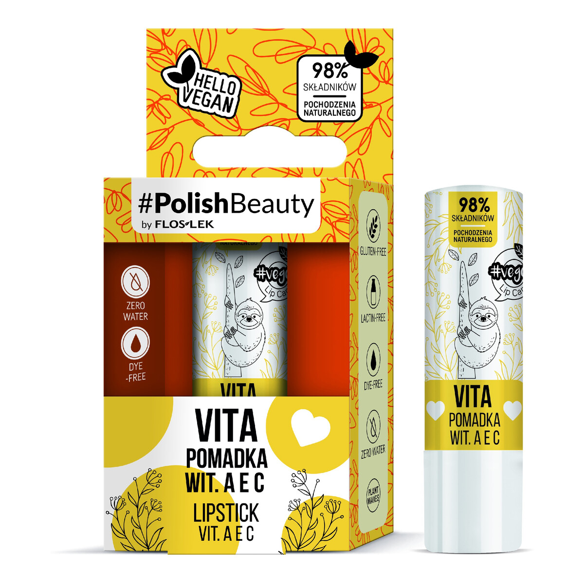 FlosLek Lip Care Vege Pomadka ochronna do ust z witaminami A,E i C - Vita