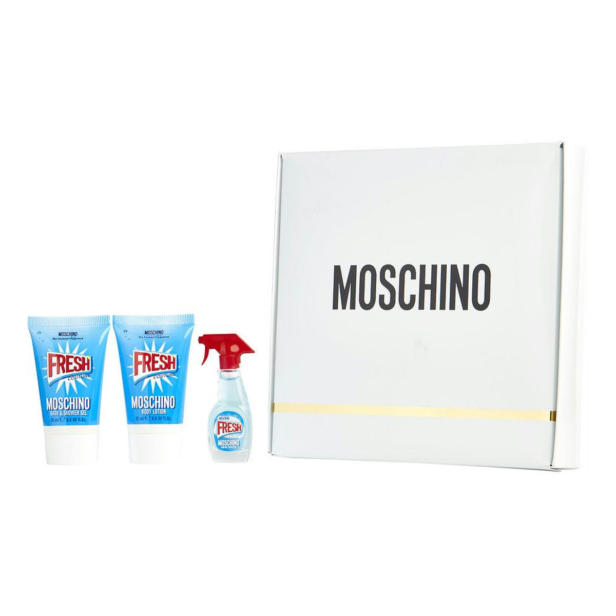 Moschino Fresh Couture Zestaw miniaturka wody toaletowej 5ml + balsam do ciała 25ml + żel pod prysznic 25ml