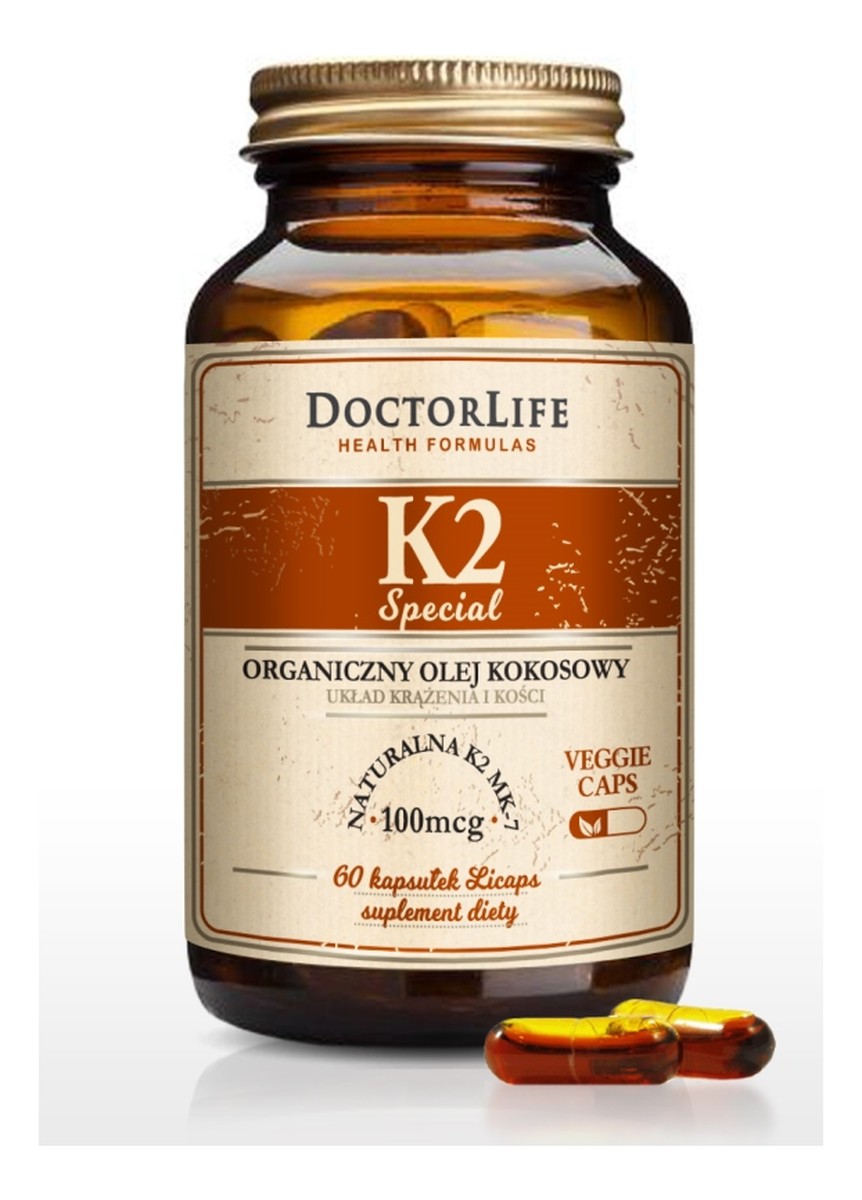 K2 organiczny olej kokosowy naturalna k2 mk-7 suplement diety 60 kapsułek