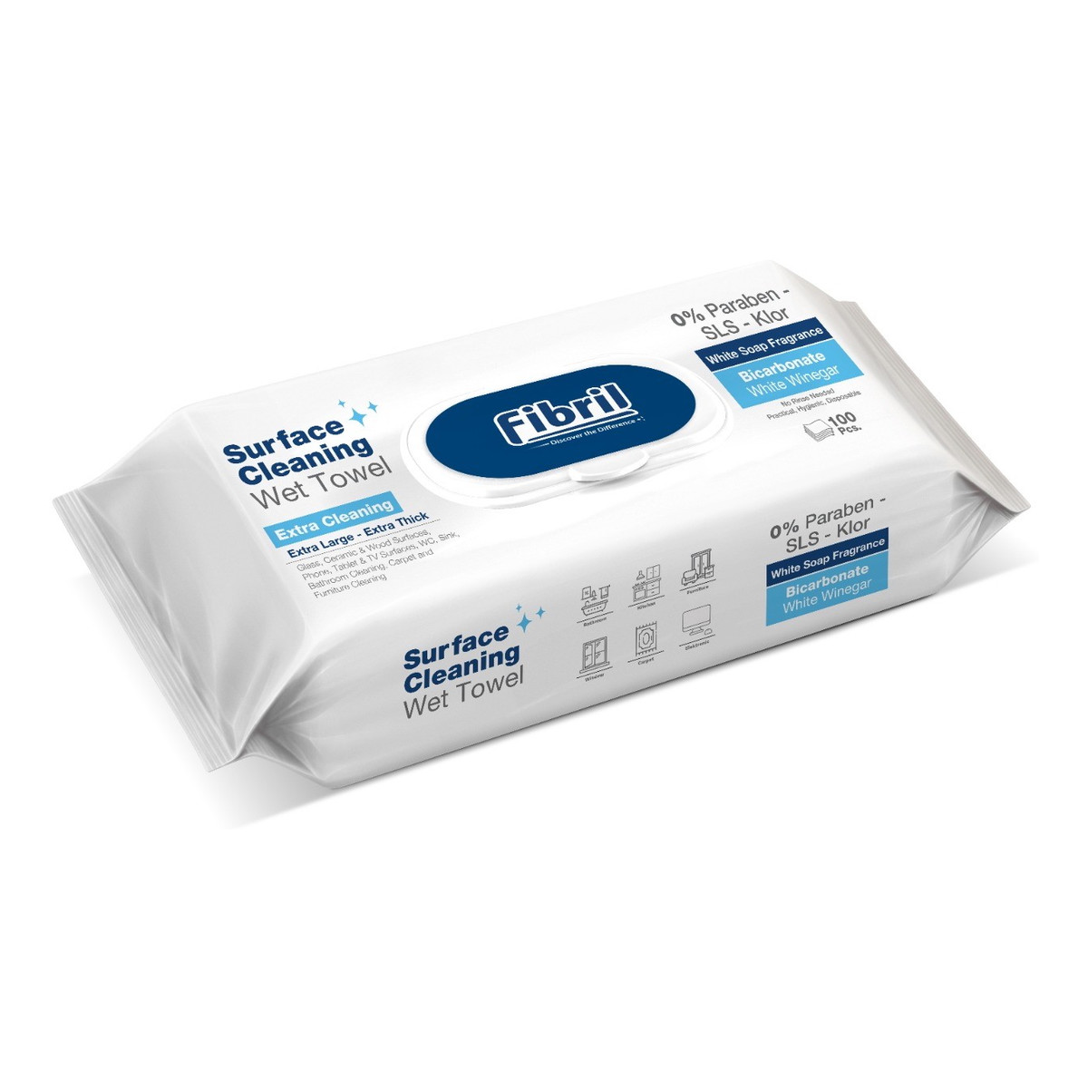 Fibril Mokre ręczniki czyszczące100 szt. XL niebieskie