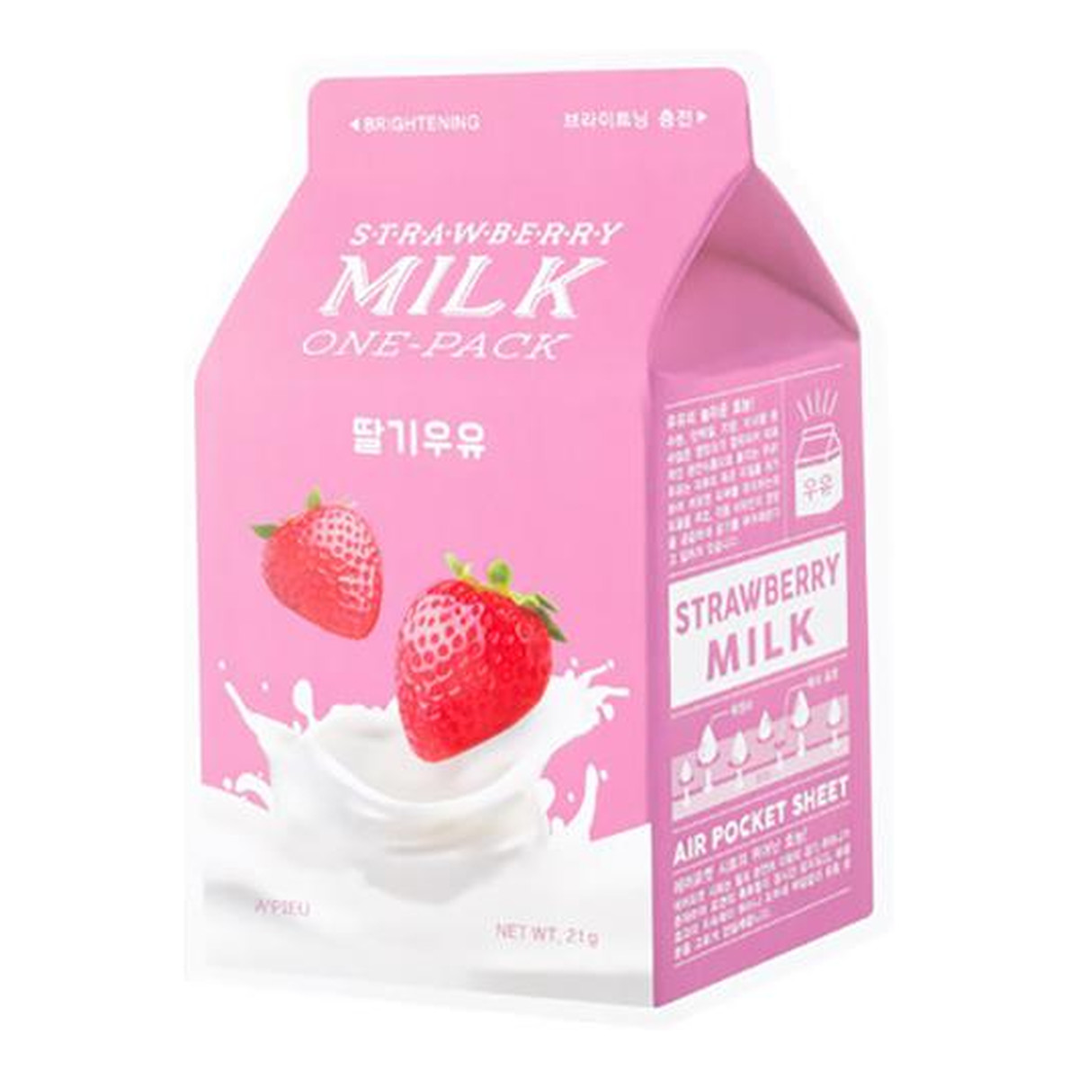 A'Pieu Milk One-pack rozjaśniająca maseczka w plachcie Strawberry 20g
