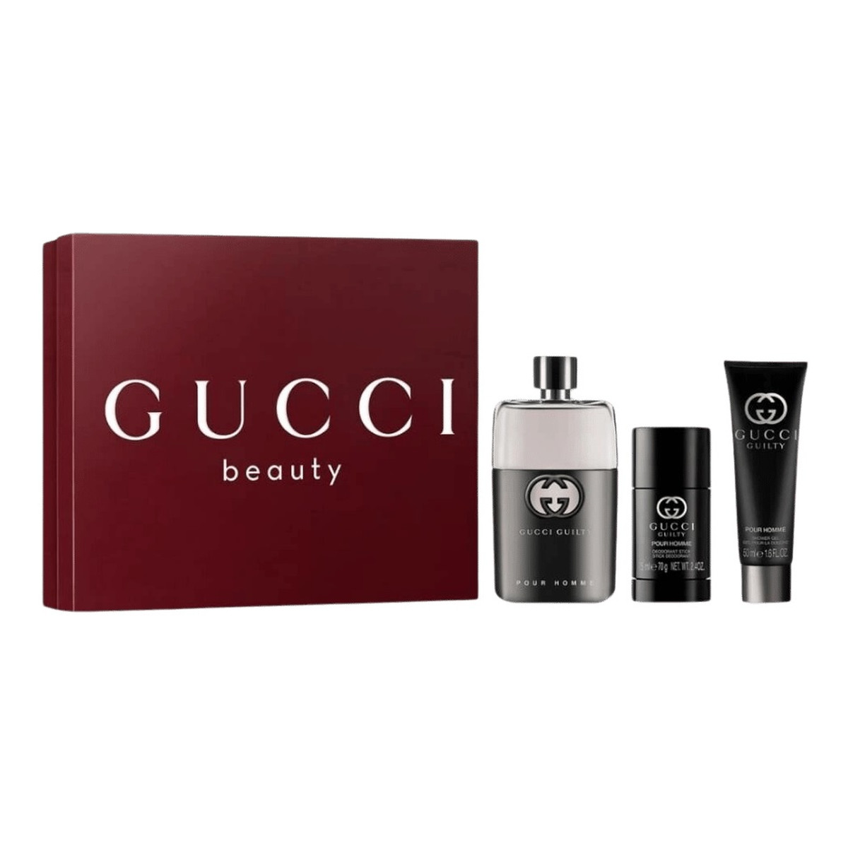 Gucci Guilty Pour Homme Zestaw woda toaletowa spray 90ml + dezodorant sztyft 75ml + żel pod prysznic 50ml
