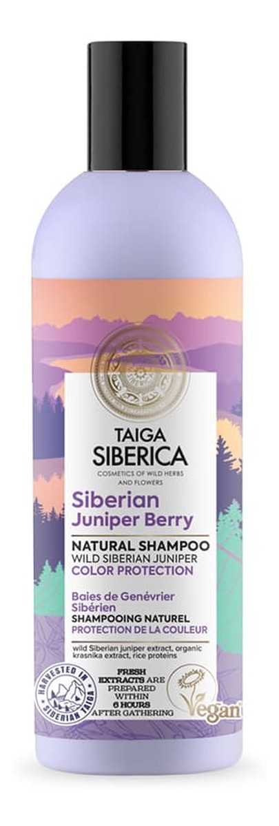Taiga siberica siberian juniper berry wegański szampon do włosów farbowanych z jagodami syberyjskiego jałowca ochrona koloru