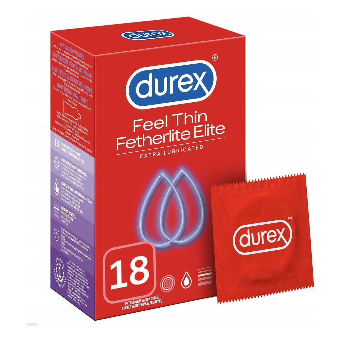 Durex Fatherlite Elite cieńsze prezerwatywy z wiekszą ilością żelu 18szt