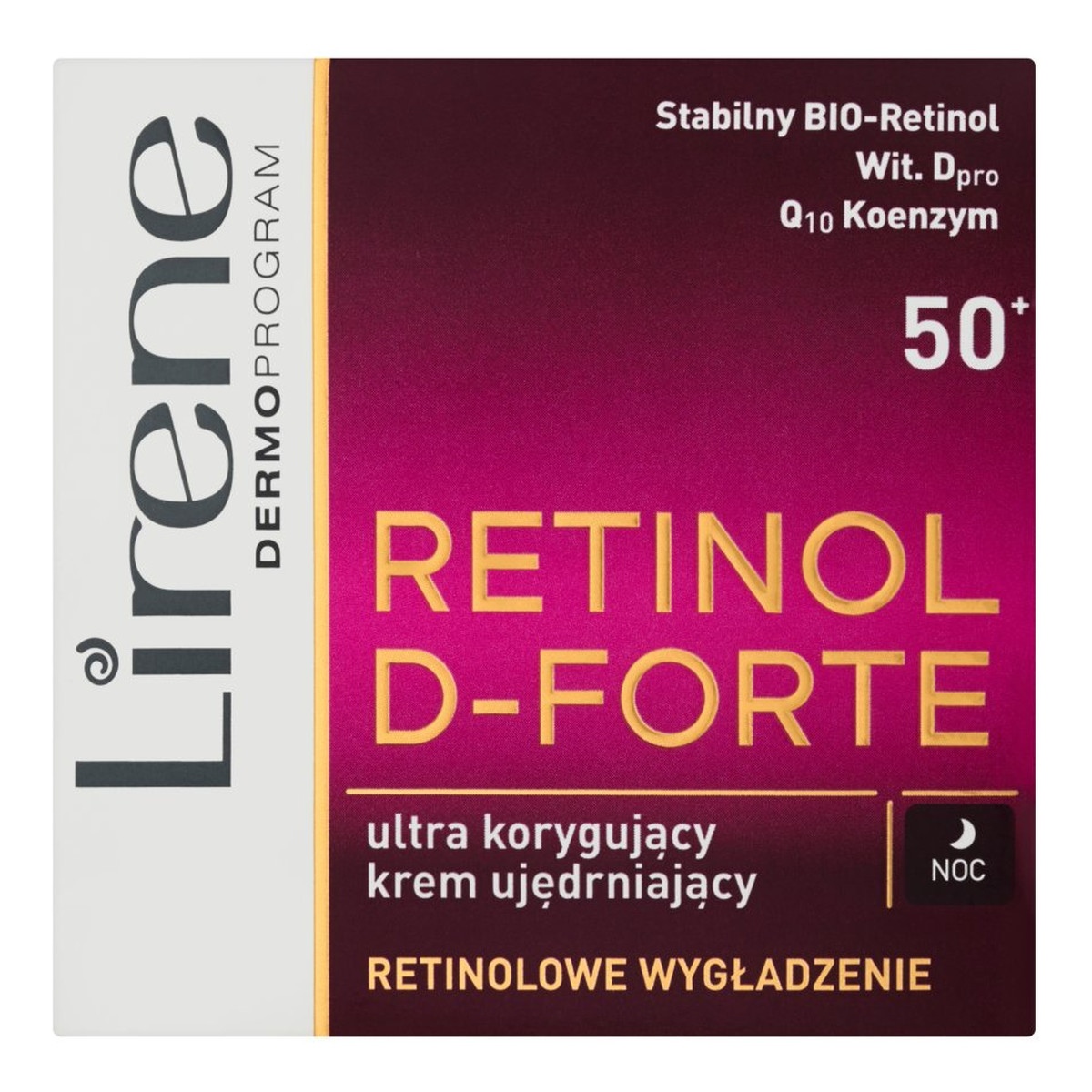 Lirene Retinol D-Forte 50+ ULTRA KORYGUJĄCY UJĘDRNIAJĄCY KREM DO TWARZY NA NOC