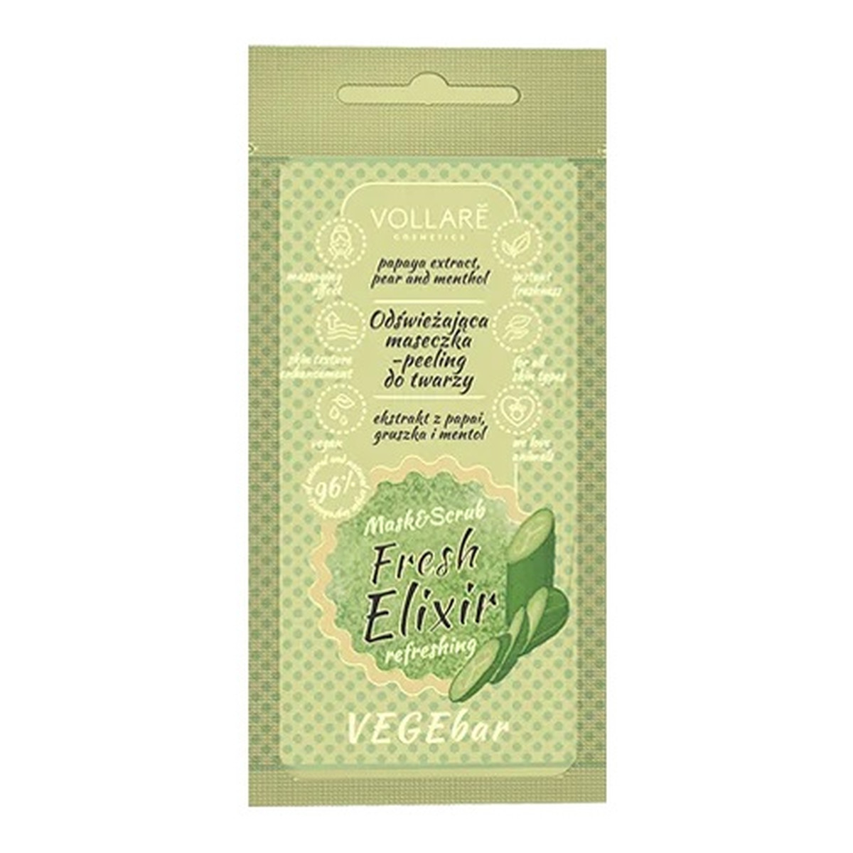 Vollare Vegebar fresh elixir odświeżająca maseczka-peeling do twarzy 8ml