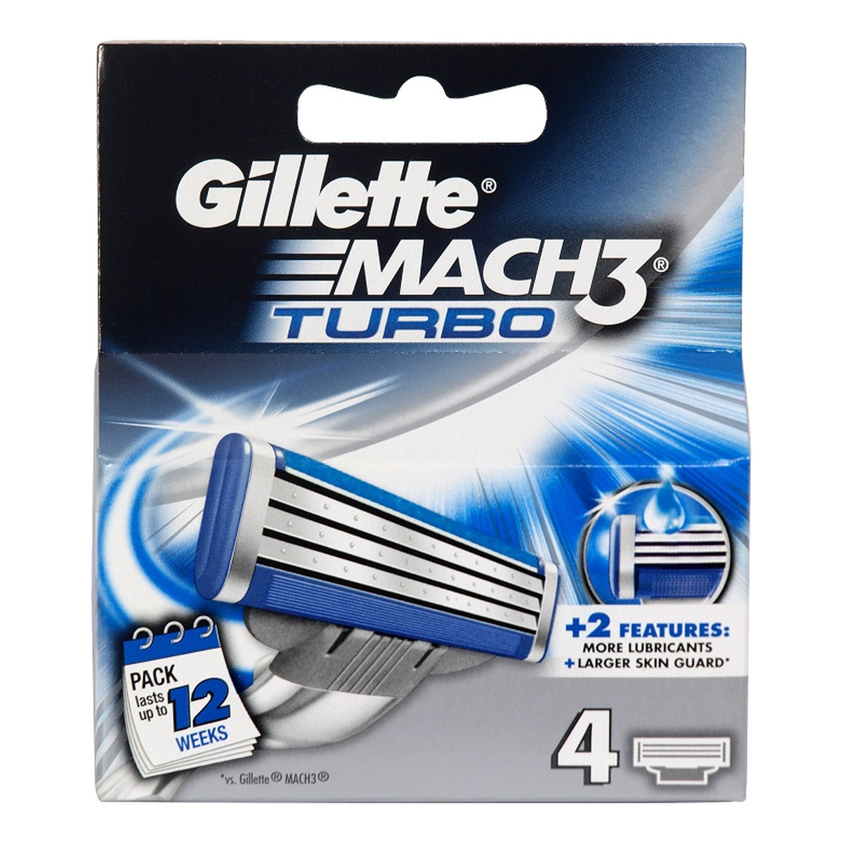 Gillette Mach 3 Turbo Ostrza Nożyki Wkłady do maszynki 4szt.