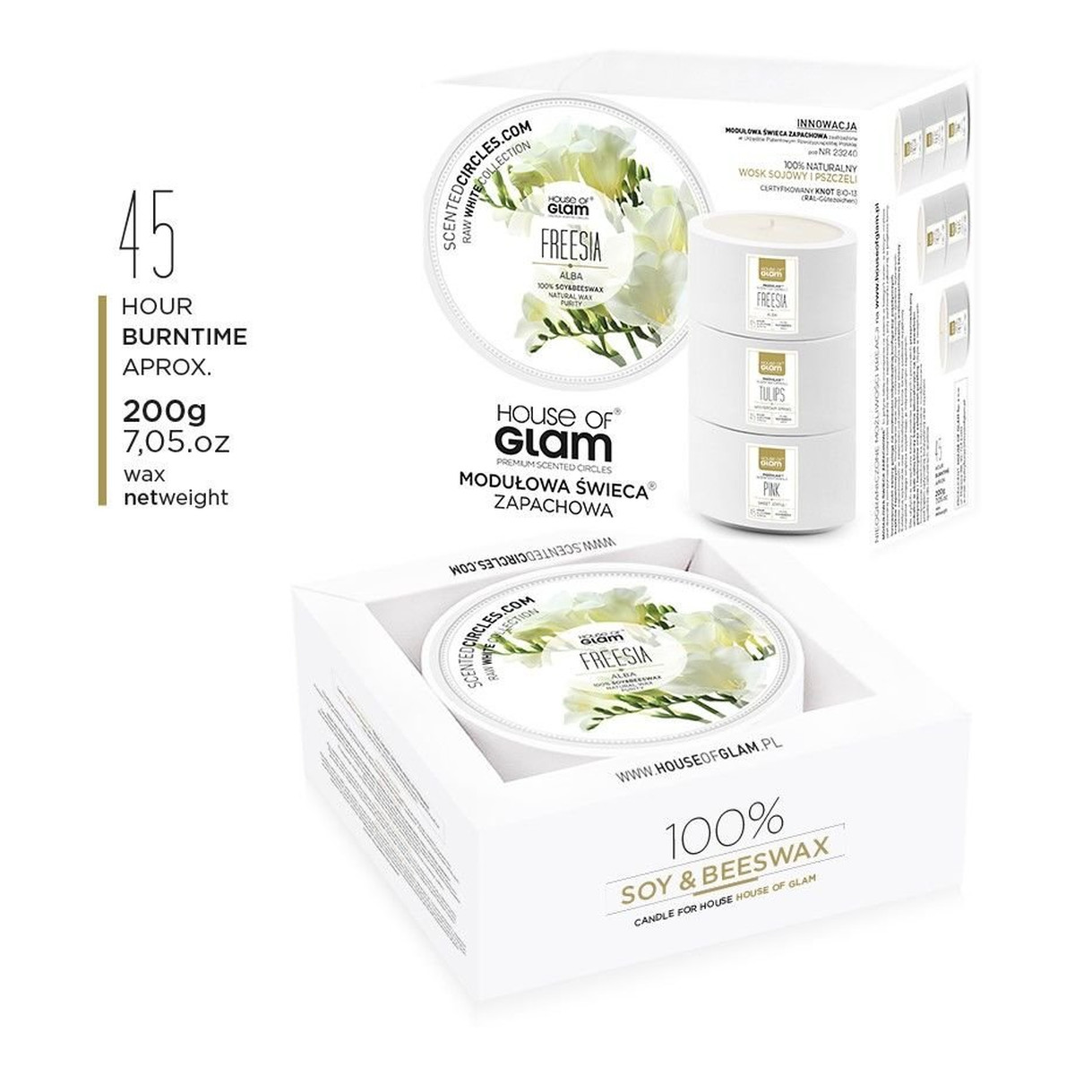 House Of Glam Świeca zapachowa Freesia Alba 200g