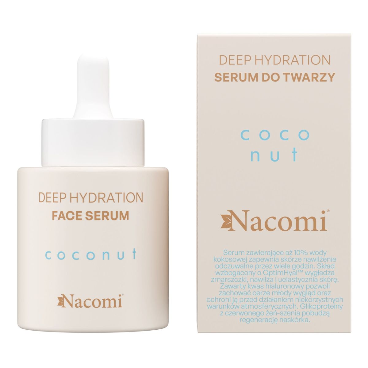 Nacomi Deep hydration Coconut Krem do twarzy + Serum + Żel do mycia twarzy + Woda kokosowa