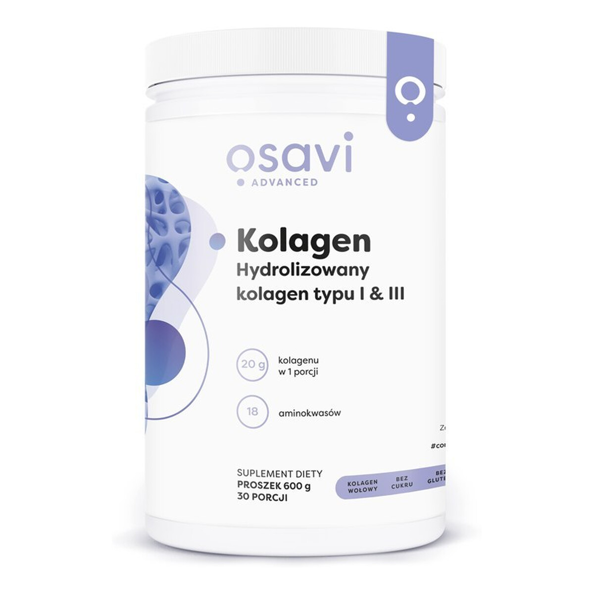 Osavi Kolagen hydrolizoway typu I & III suplement diety 600g