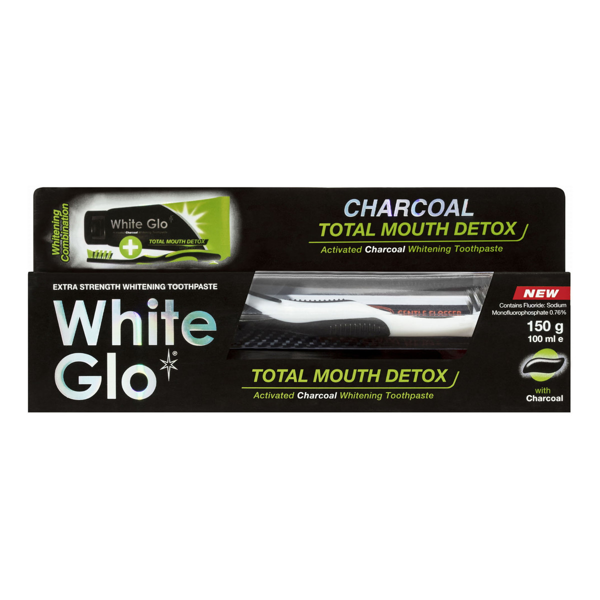 White Glo Charcoal Pasta do zębów z aktywnym węglem + szczoteczka 100ml