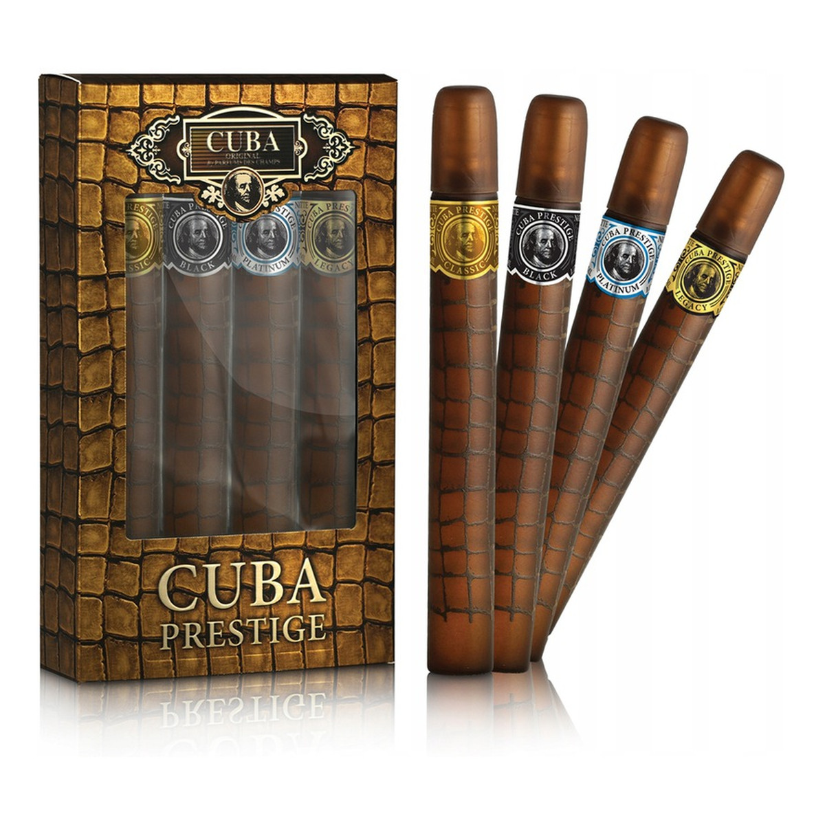 Cuba Prestige Zestaw classic woda toaletowa spray 35ml + black woda toaletowa spray 35ml + platinum woda toaletowa spray 35ml + legacy woda toaletowa spray 35ml