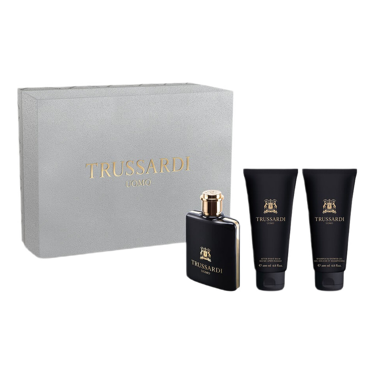 Trussardi Uomo Zestaw woda toaletowa spray 100ml + balsam po goleniu 200ml + żel pod prysznic 200ml
