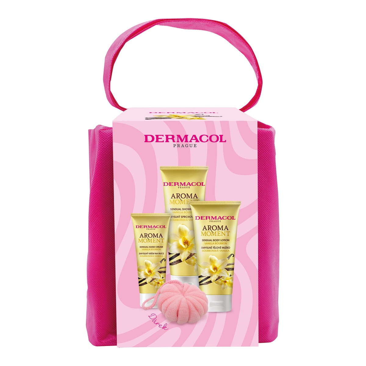 Dermacol Aroma Moment Vanilla Bourbon Zestaw żel pod prysznic 250ml + balsam do ciała 200ml + krem do rąk 100ml + myjka do ciała