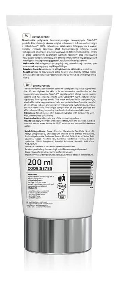 liftingująco-napinająca maska z snap-8™ peptydy