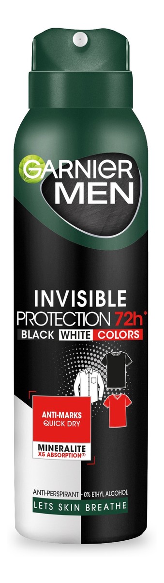 Dezodorant spray Invisible Protection 72h Black White Colors