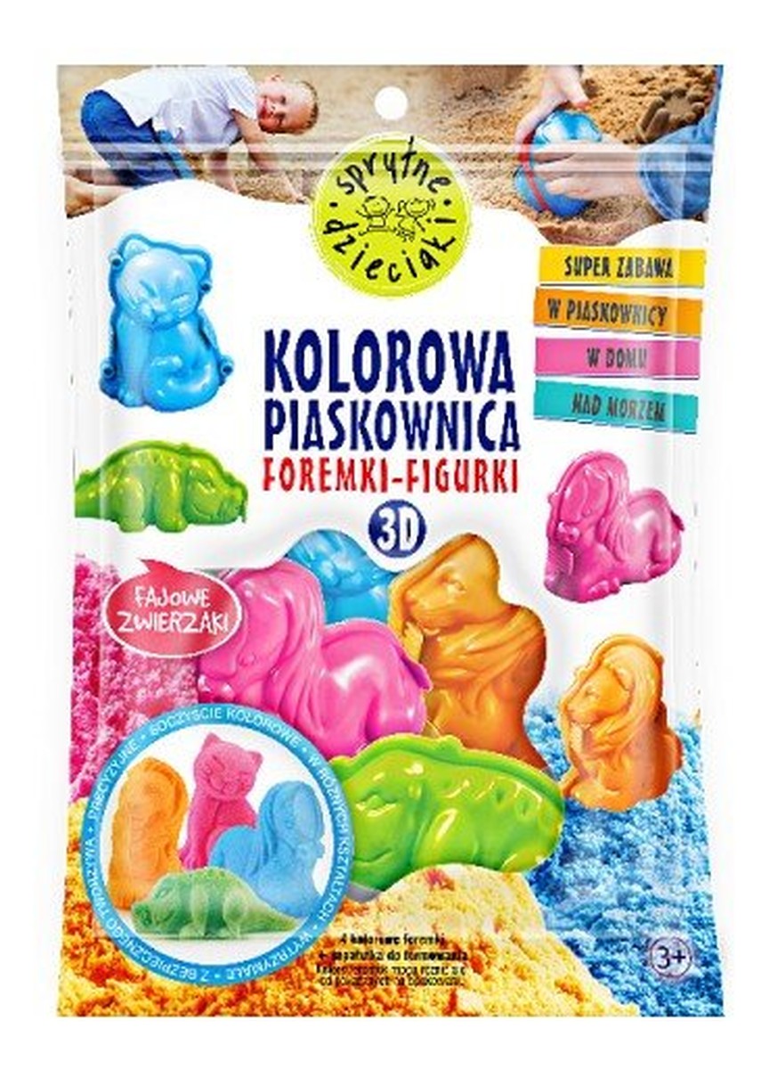 Kolorowa Piaskownica Foremki Fajowe Zwierzaki 3D